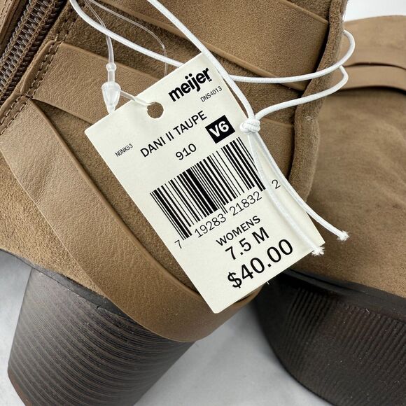 Women's boots Massini Taupe Size 7.5 medium NEW strap booties - Picture 6 of 7